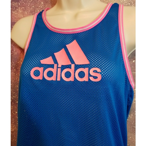 adidas Tops - ♡ Adidas Pink & Blue Racerback Logo Tank